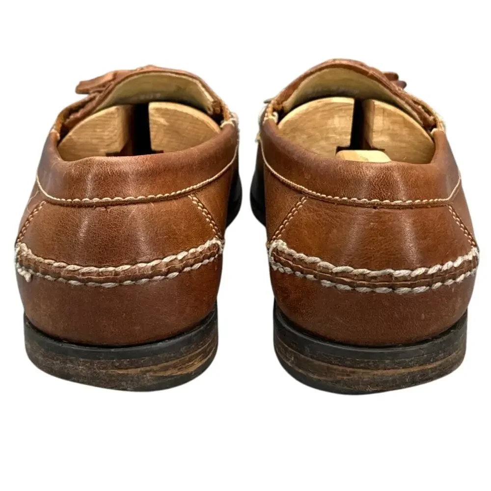 Johnston & Murphy Brown Woven Leather Tassel Slip On Casual Loafer Men 9.5